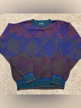 Vintage 90s Alexander Julian Multitone Knit Crewneck Sweater